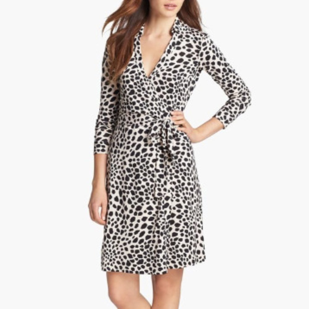 DVF New Jeanna Two Silk Wrap Dress - Leopard Pebbles Ivory - perfect!